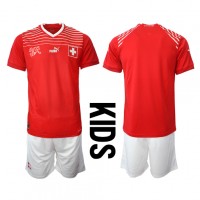 Koszulka piłkarska Szwajcaria Strój Domowy dla dzieci MŚ 2022 tanio Krótki Rękaw (+ Krótkie spodenki)